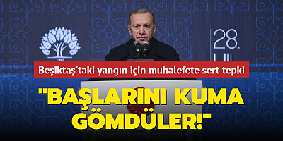 Başkan Erdoğan'dan Beşiktaş'taki yangın için muhalefete sert tepki: Başlarını kuma gömdüler!