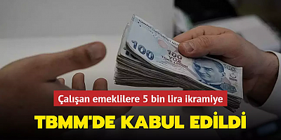 Çalışan emeklilere 5 bin lira ikramiye... TBMM'de kabul edildi
