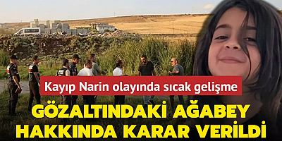 Diyarbakır'daki kayıp Narin olayında sıcak gelişme: Gözaltındaki ağabey hakkında karar verildi