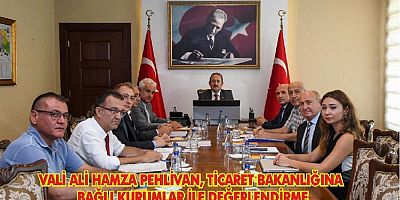 VALİ ALİ HAMZA PEHLİVAN, TİCARET BAKANLIĞINA BAĞLI KURUMLAR İLE DEĞERLENDİRME TOPLANTISI GERÇEKLEŞTİRDİ