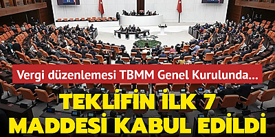 Vergi düzenlemesi TBMM Genel Kurulunda... Teklifin ilk 7 maddesi kabul edildi